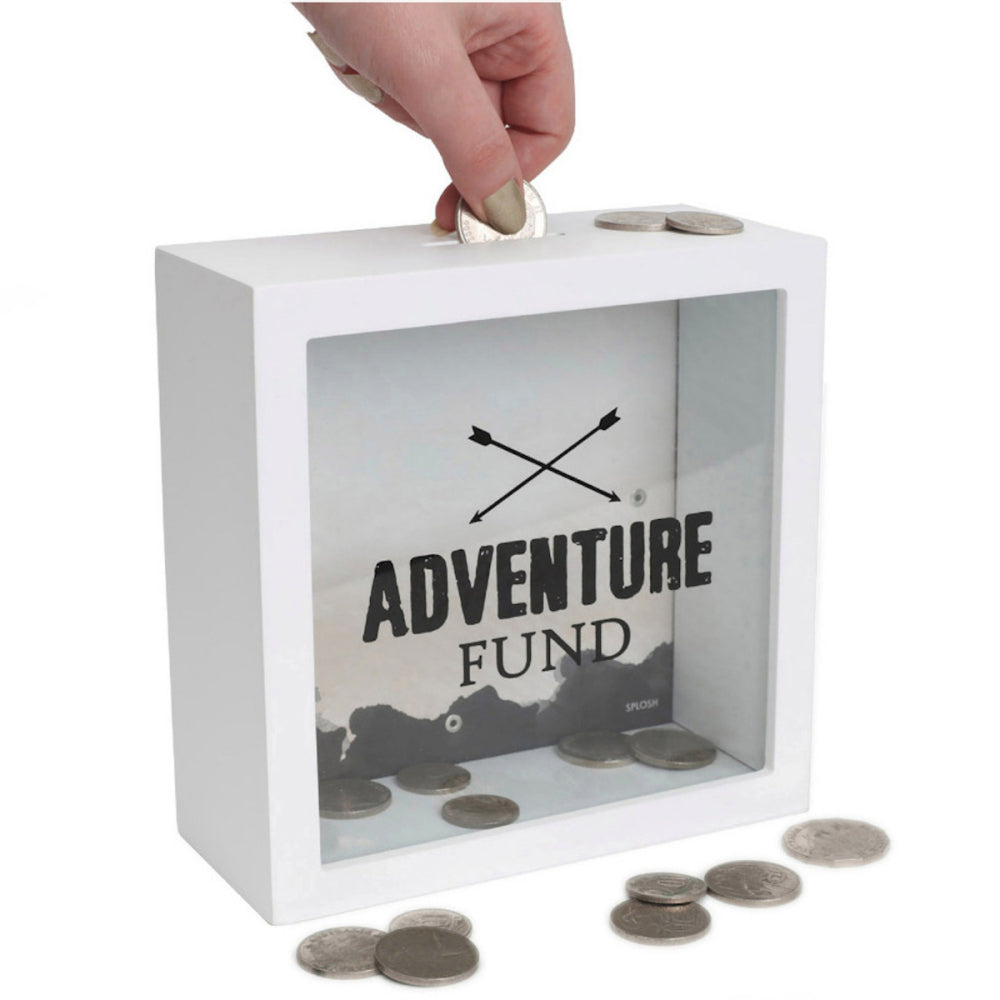 2PK Splosh Wood Adventure Fund Change Box 18x18cm Square - White