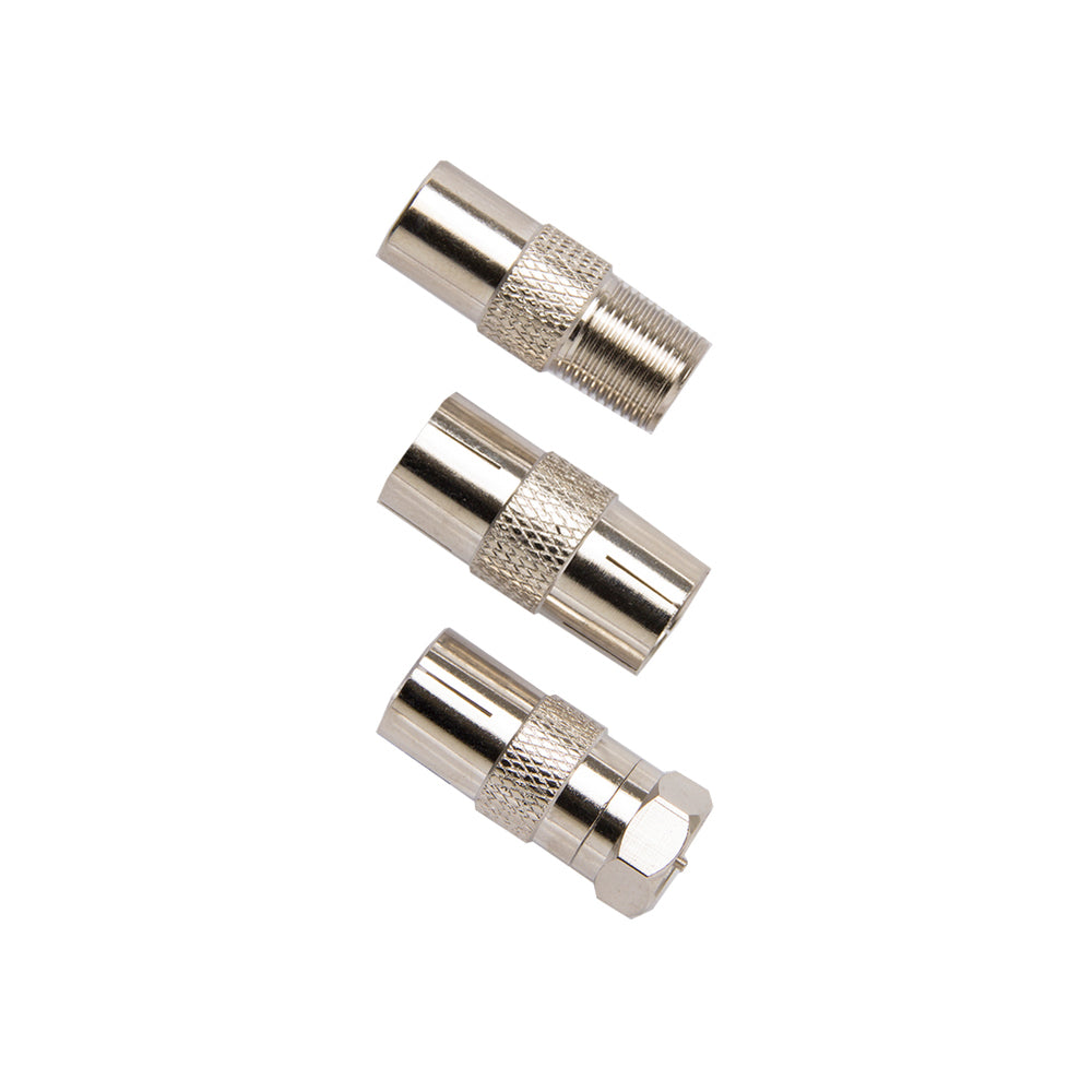 2x 3PK Crest Nickel Plated Coaxial Antenna Male To Female Adaptor - Silver