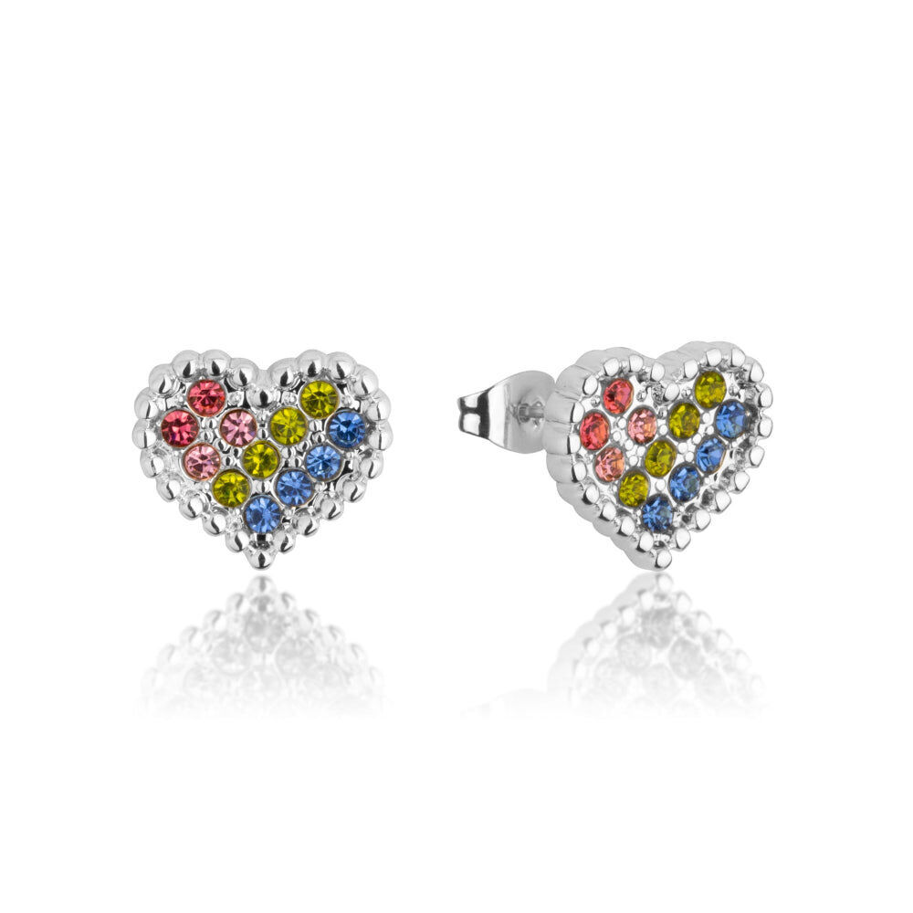 Care Bears Rainbow Heart Stud Earrings - Stainless Steel - Silver