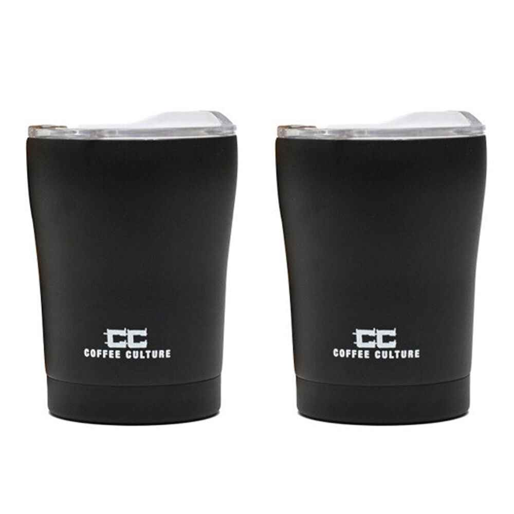 2PK Coffee Culture Stainless Steel Double Wall 350ml Travel Cup - Black