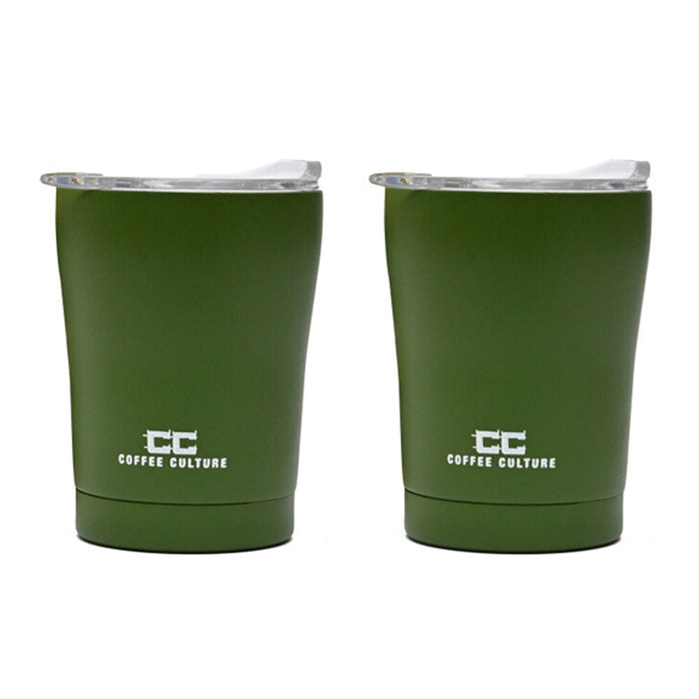 2PK Coffee Culture Stainless Steel Double Wall 350ml Travel Cup - Green