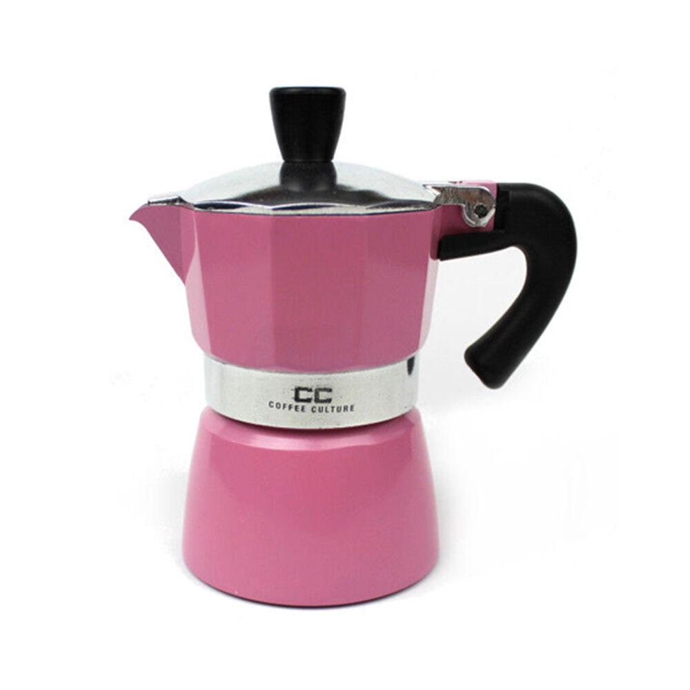 2PK Coffee Culture Aluminium 1-Cup Espresso Stovetop Coffee Maker - Pink