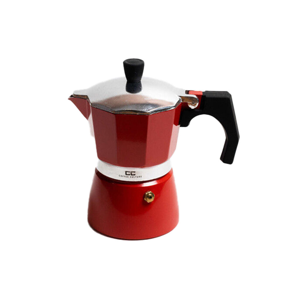 2PK Coffee Culture Aluminium 3-Cup Espresso Stovetop Coffee Maker - Red