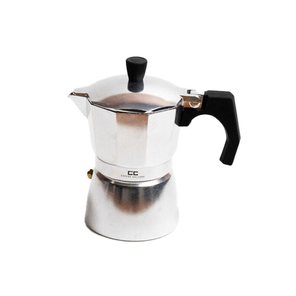 2PK Coffee Culture Aluminium 3-Cup Espresso Stovetop Coffee Maker - Silver