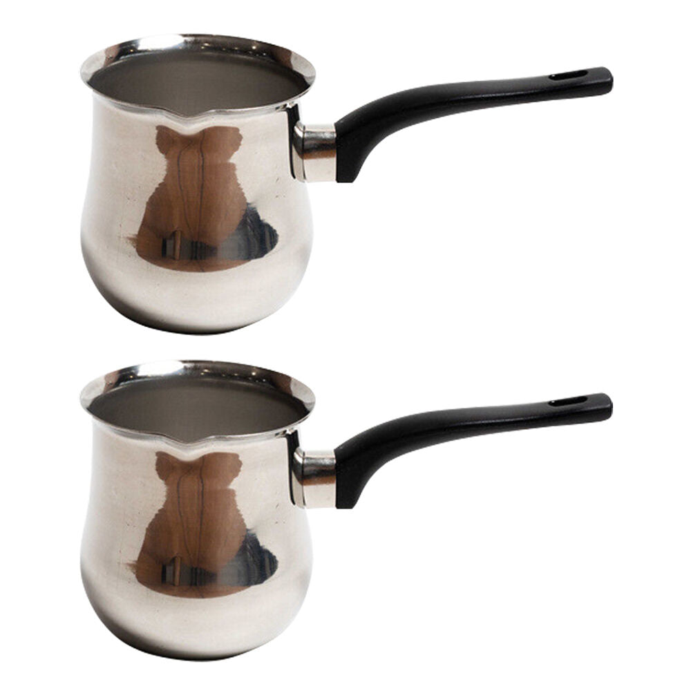 2PK Coffee Culture Stainless Steel 520ml Stovetop Turkish Coffee Pot - Silver