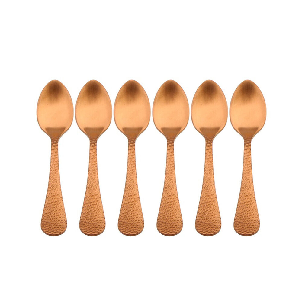 2x 6pc Coffee Culture Satin Copper Stainless Steel Coffee Spoon Set 11cm