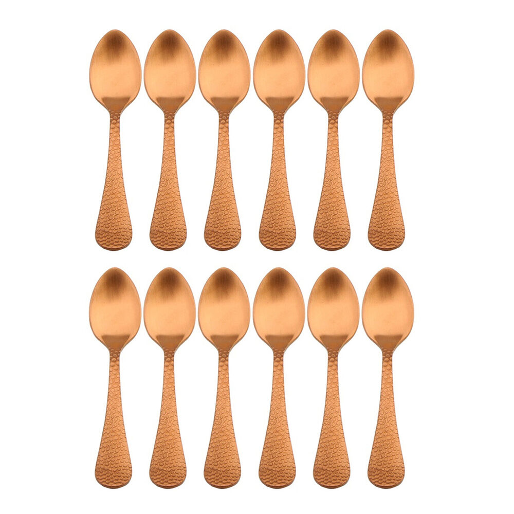 2x 6pc Coffee Culture Satin Copper Stainless Steel Coffee Spoon Set 11cm