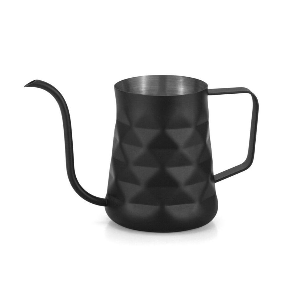 2PK Coffee Culture Matte Blk Diamond Embossed 600ml Goose Neck Jug