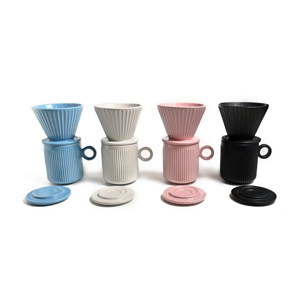 2PK Coffee Culture 320ml Ceramic Pour Over Coffee Dripper Set - Blk