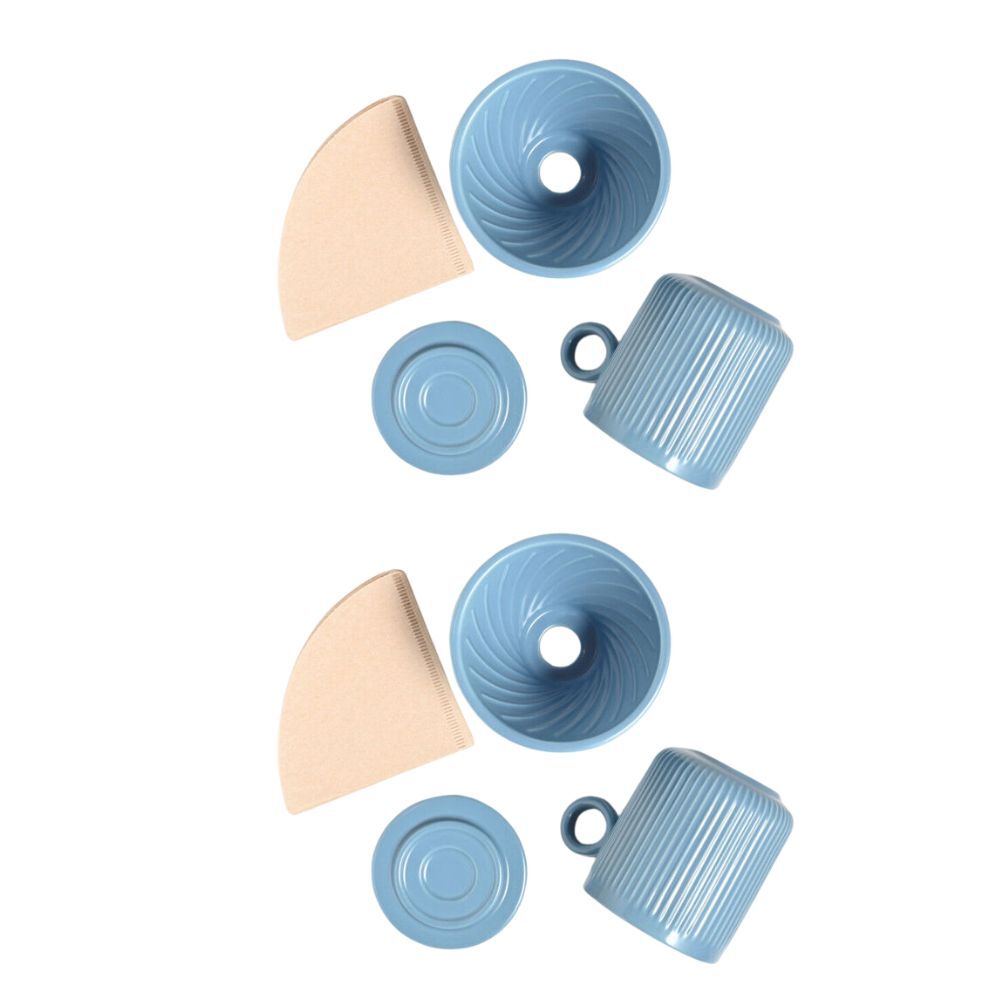 2PK Coffee Culture 320ml Ceramic Pour Over Coffee Dripper Set - Blue
