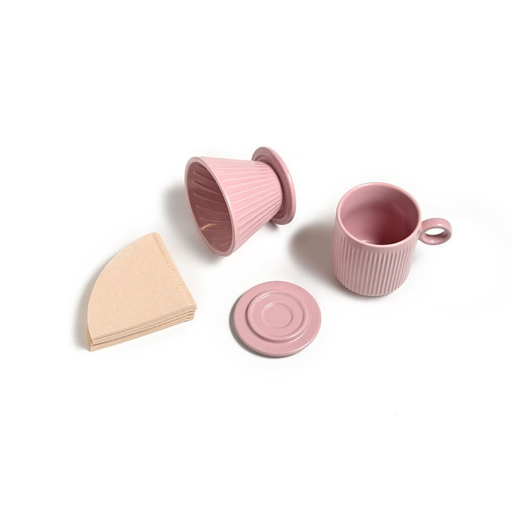 2PK Coffee Culture 320ml Ceramic Pour Over Coffee Dripper Set - Pink