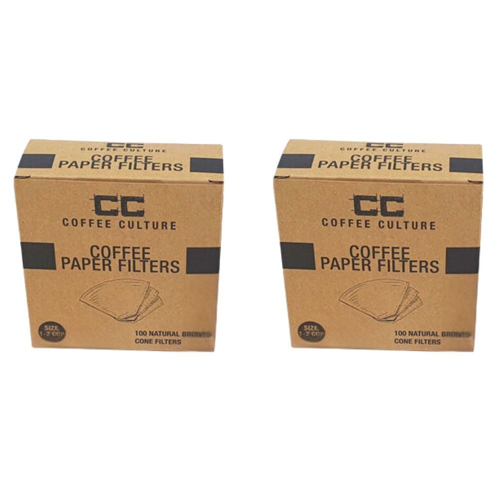 2x 100pc Coffee Culture 2-Cup Coffee Pour Over Paper Filter Size 1