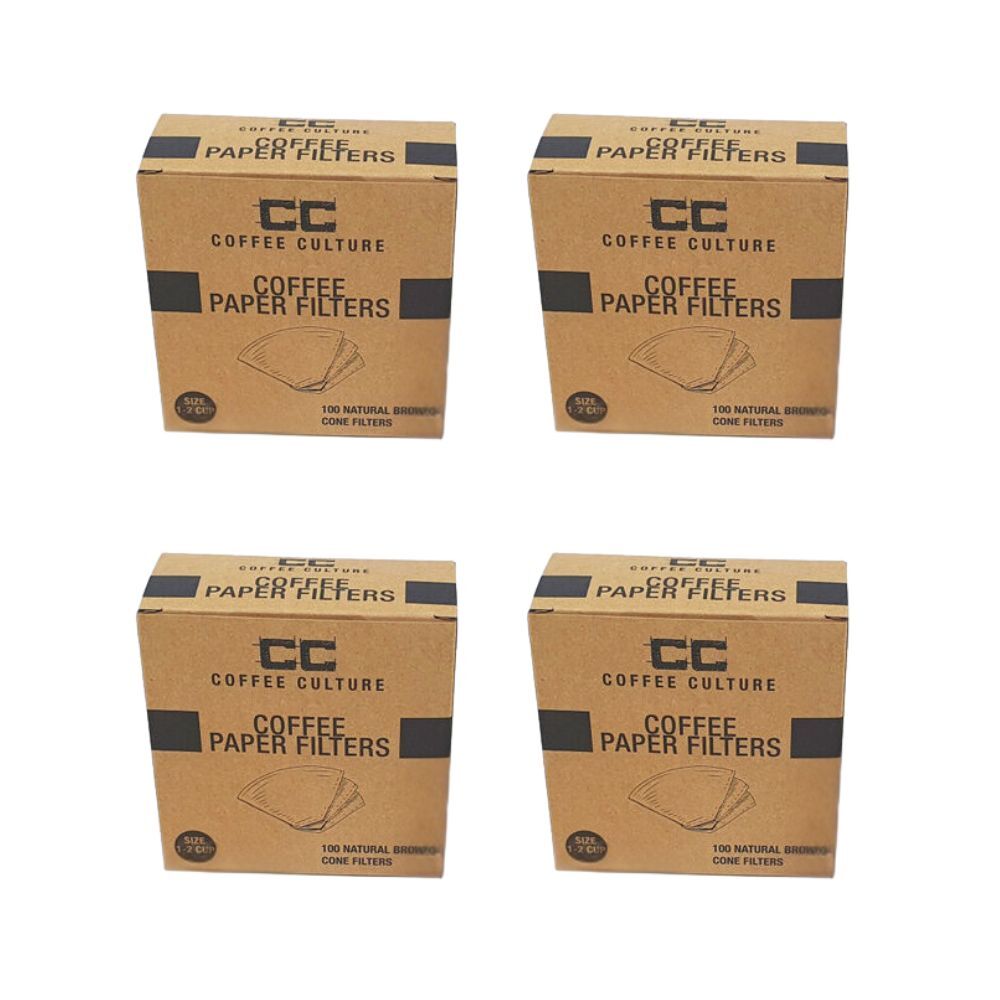 4x 100pc Coffee Culture 2-Cup Coffee Pour Over Paper Filter Size 1