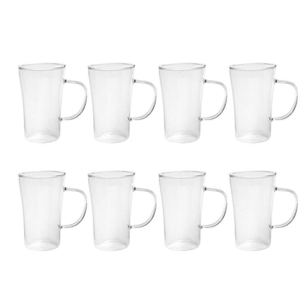 2x 4pc Coffee Culture Luca 330ml Glass Single Wall Mug Set - Clear