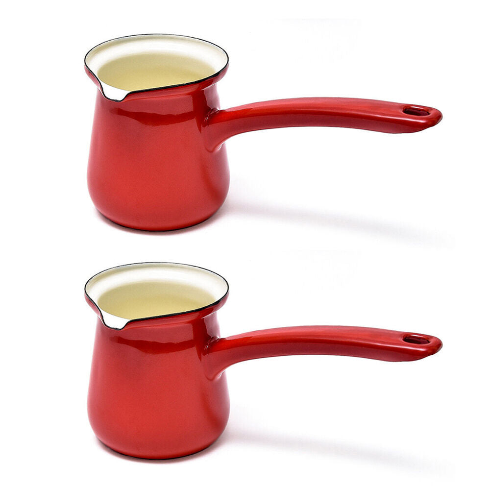 2PK Coffee Culture Enamel 300ml Stovetop Turkish Coffee Pot - Red