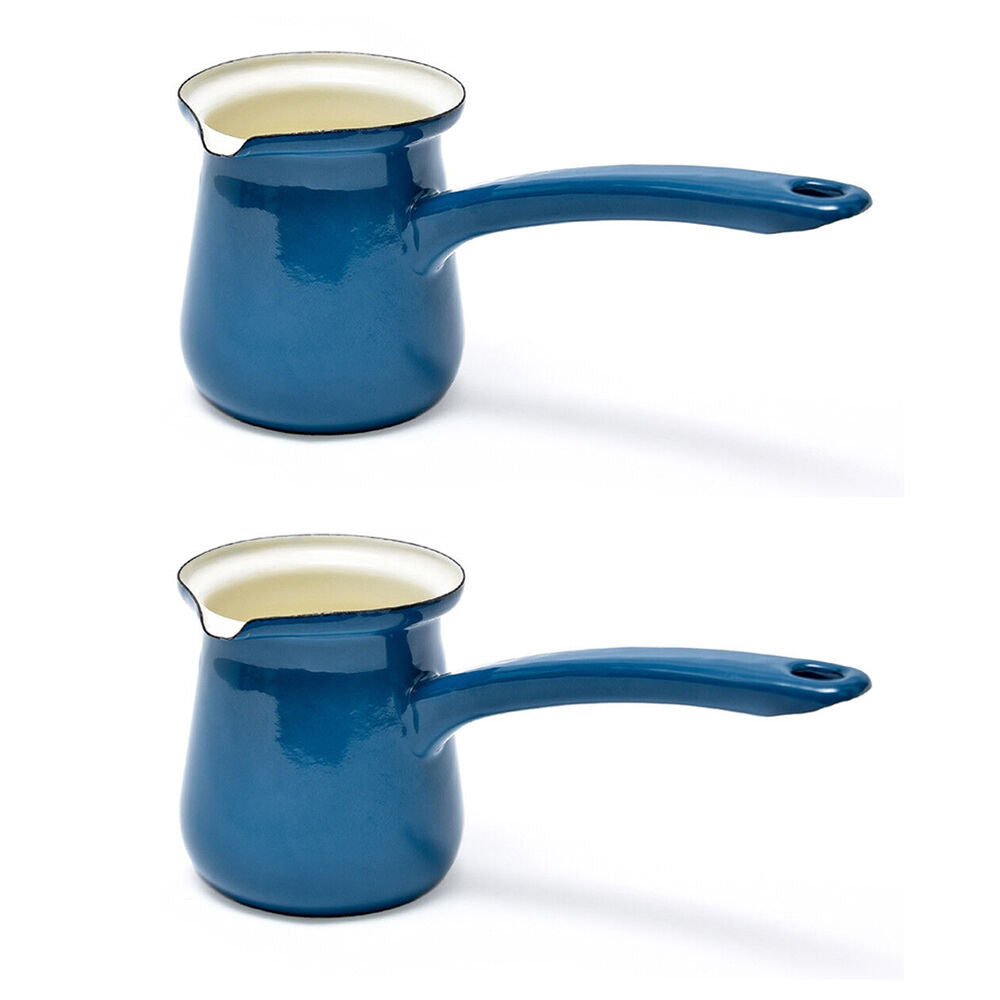 2PK Coffee Culture Enamel 300ml Stovetop Turkish Coffee Pot - Teal