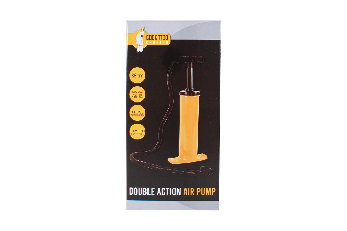 Cockatoo Camping 38cm Double Action Hand Air Pump - Yellow