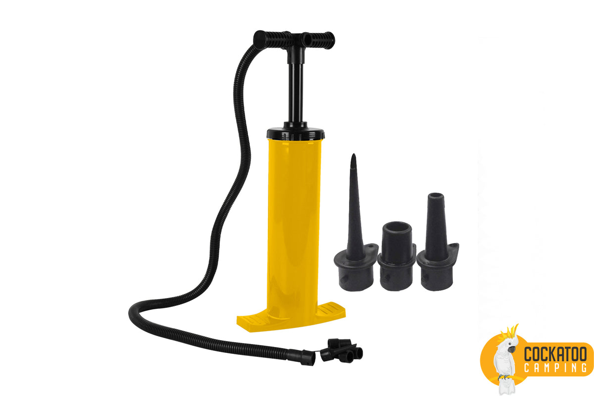 Cockatoo Camping 38cm Double Action Hand Air Pump - Yellow