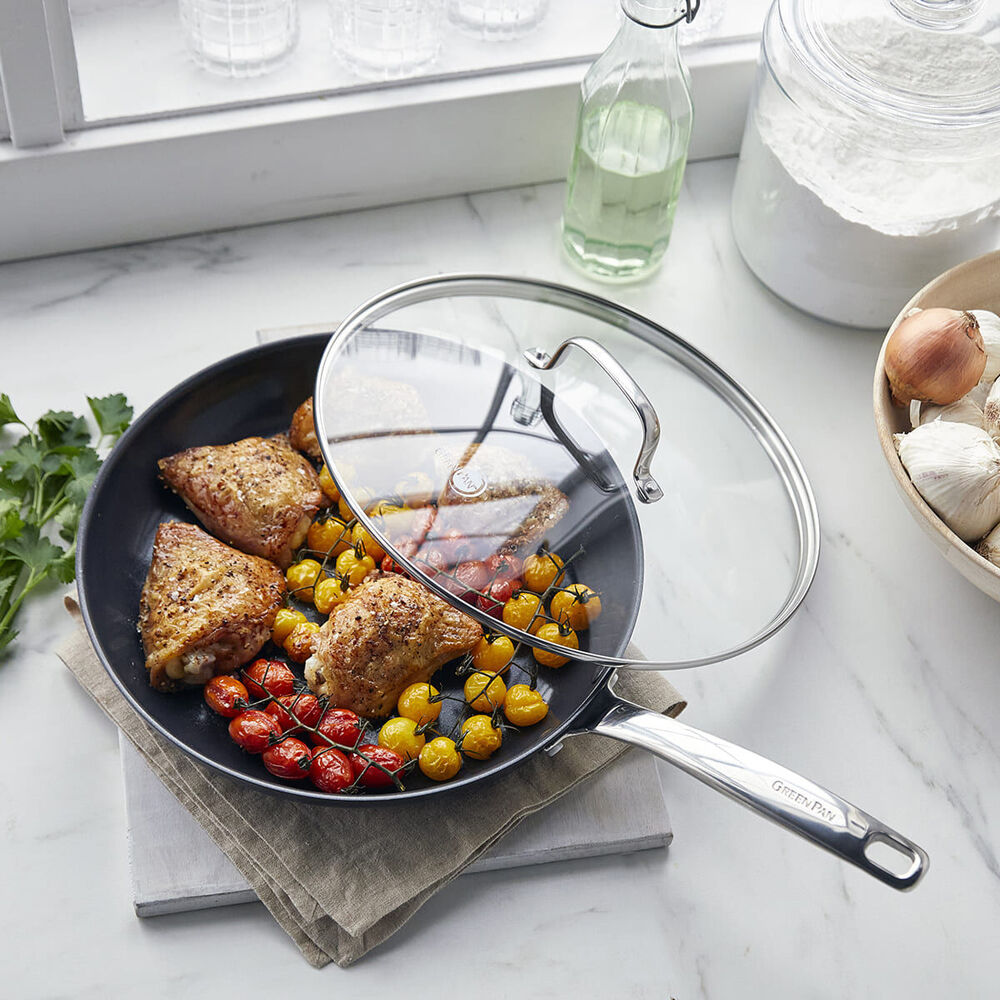 Greenpan 30cm Aluminium Chatham Frying Pan w/ Lid Black