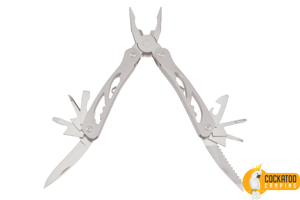 Cockatoo Camping 15-in-1 Aluminium Multi-Tool w/ Bottle Opener - Silver