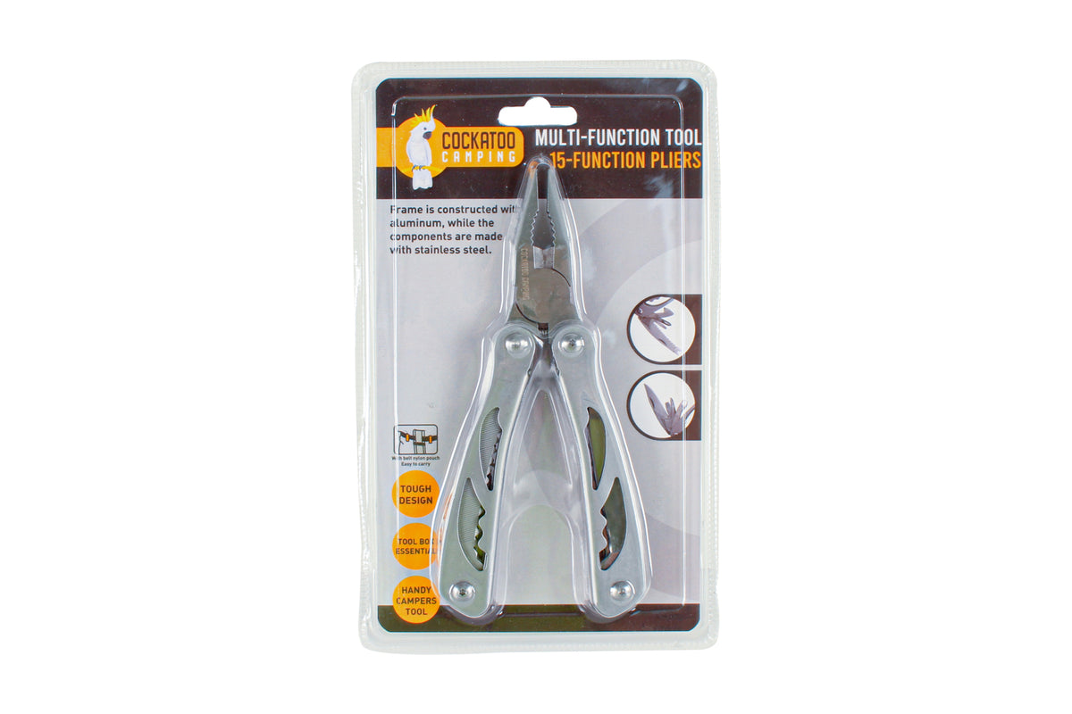 Cockatoo Camping 15-in-1 Aluminium Multi-Tool w/ Bottle Opener - Silver