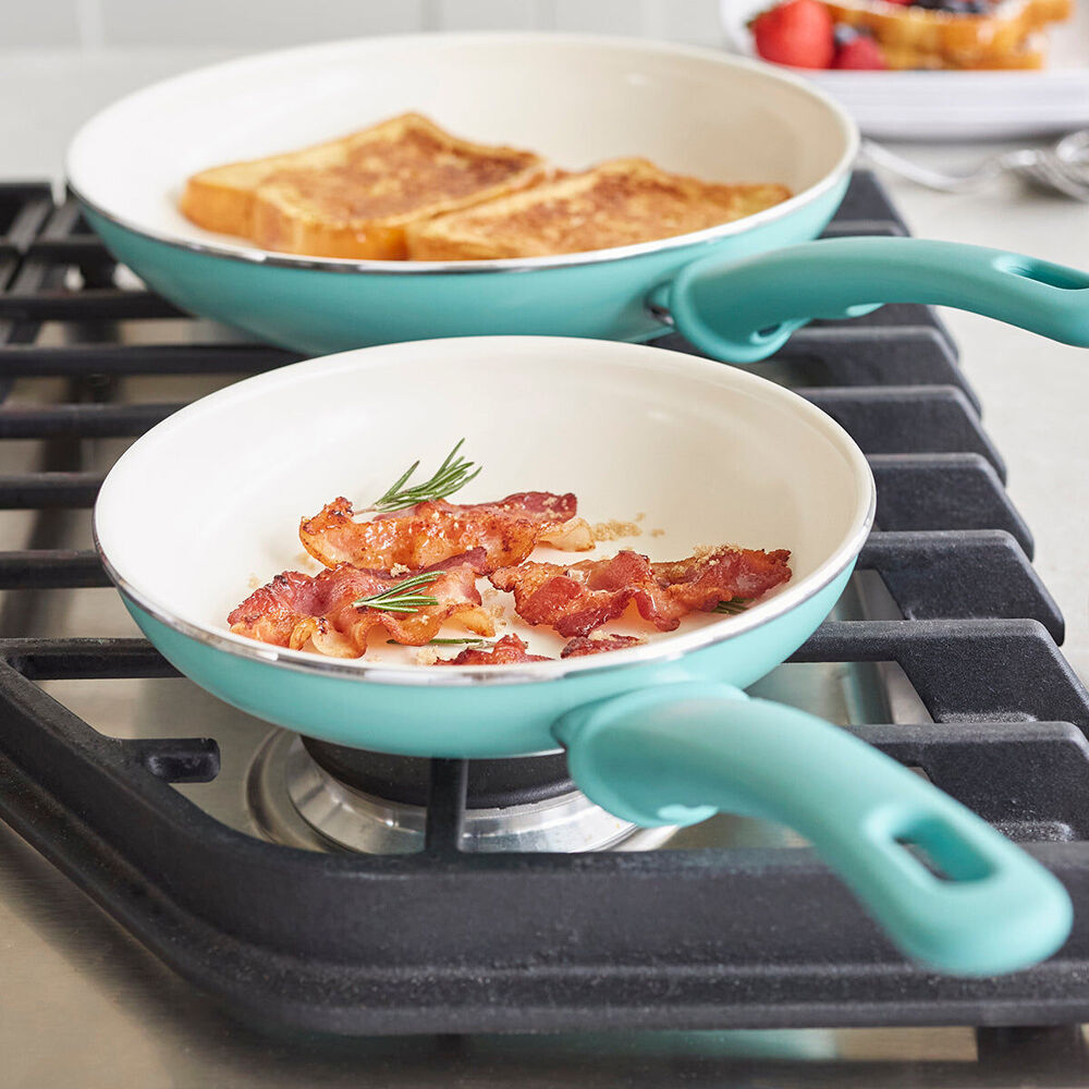 12pc Greenlife Aluminium Soft Grip Cookware Set Turquoise