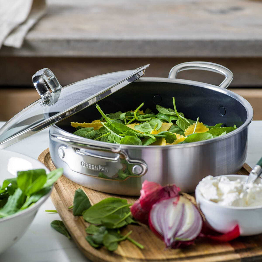 GreenPan Premiere Stainless Steel Skillet with Lid 30cm