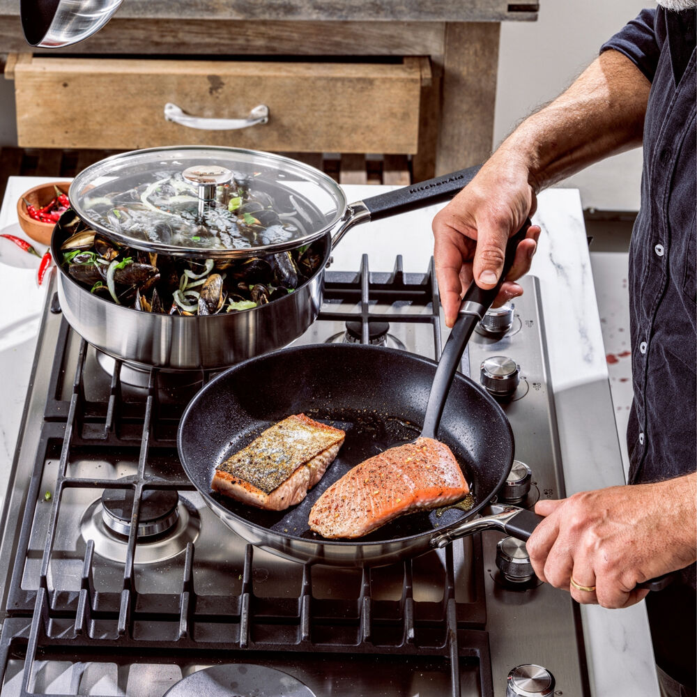 3pc KitchenAid Classic Stainless Steel Frying Pan Set
