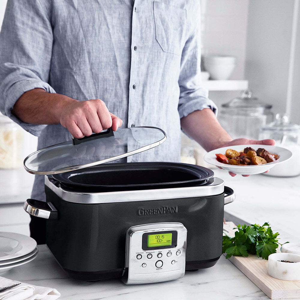GreenPan Elite Black Slow Cooker 230V 2200W Home Kitchen Cookware