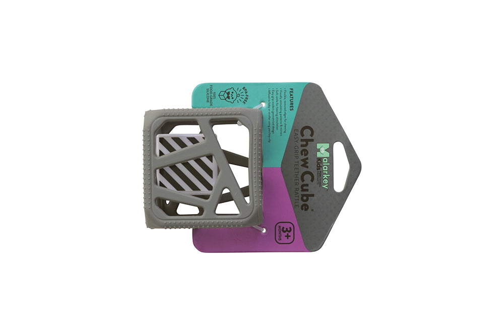 Malarkey Kids Chew Cube Baby/Infant Sensory Rattle/Teether Toy Grey