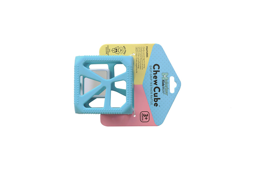 Malarkey Kids Chew Cube Baby/Infant Sensory Rattle/Teether Toy Blue