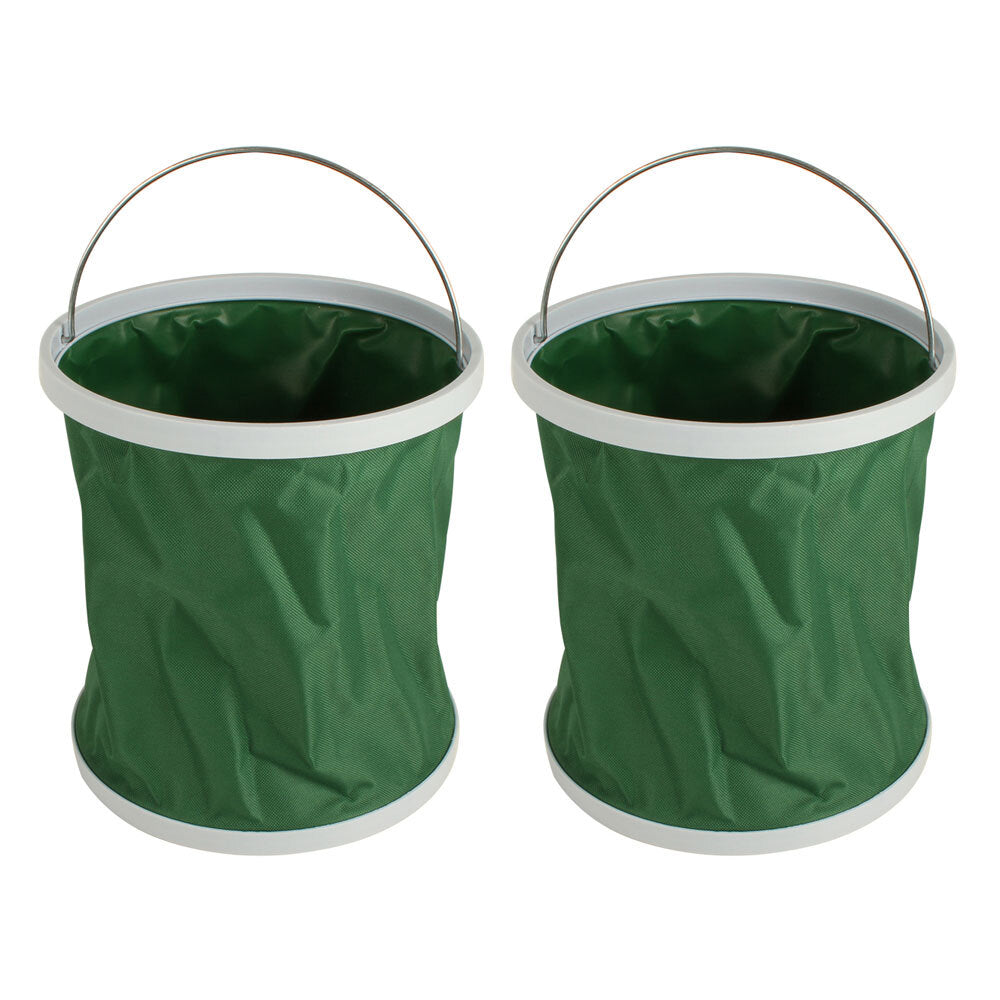 2PK Wildtrak Collapsible Foldable 11L Storage Bucket - Green