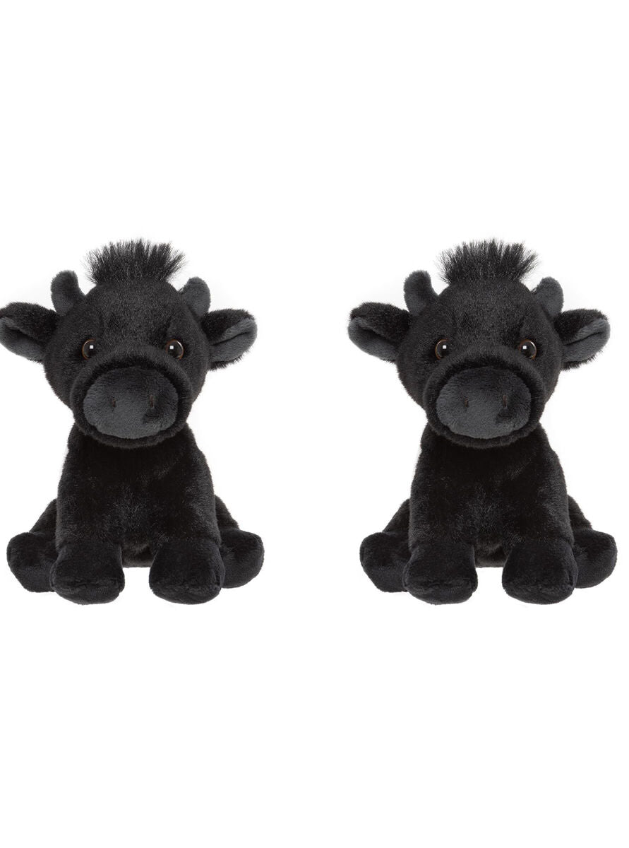 2PK Charlie Bears Kids Plush Toy Belted Cow Cuddle Club Collection 0Y+ Black