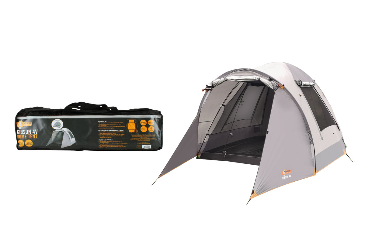 Cockatoo Camping Gibson 4V Dome Tent Outdoor Shelter - Grey