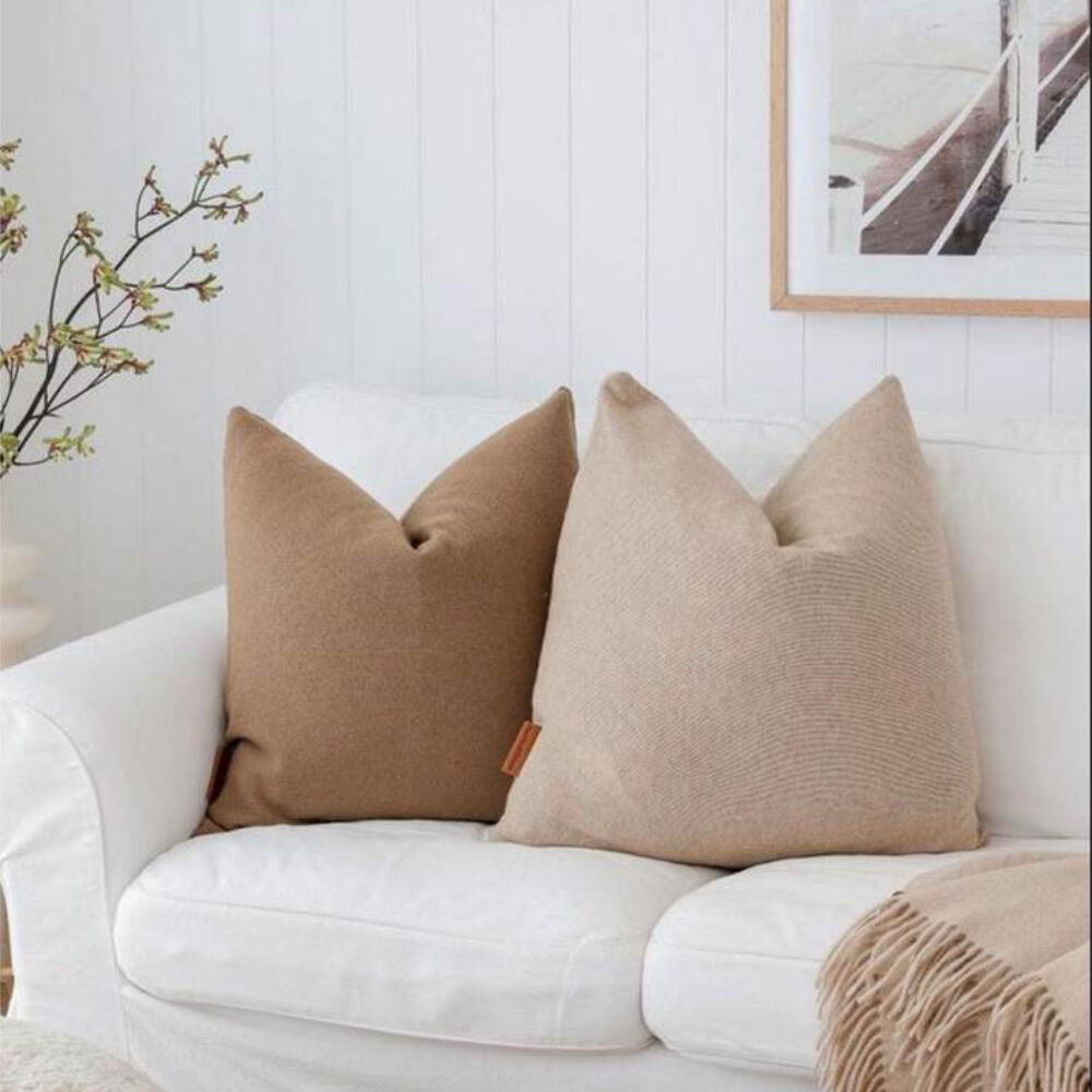 Huxford Grove The Ghan Camel Hair Basketweave Cushion 55cm - Light Brown