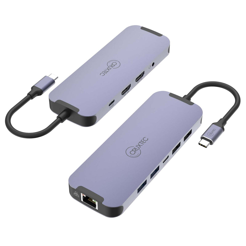 Cruxtec Universal 10-in-1 USB-C to Dual HDMI Comapct Mini Dock - Grey