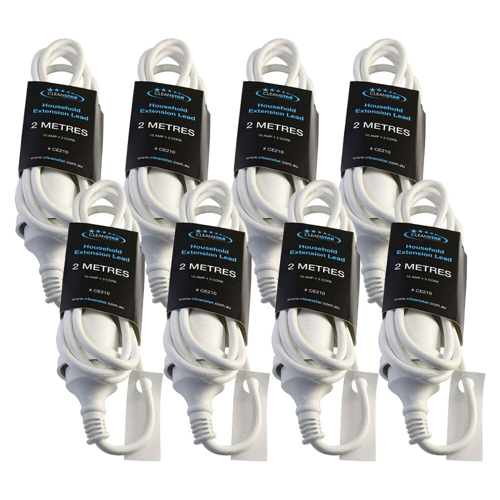 8PK Cleanstar 2m Household Indoor Extension Lead - White