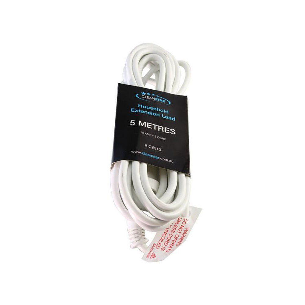 3PK Cleanstar 5m Household Indoor Extension Lead - White