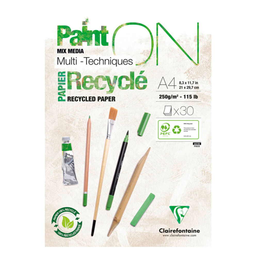 Clairefontaine Paint'On Mixed Media Heavy-Weight Art Pad Recycled A4