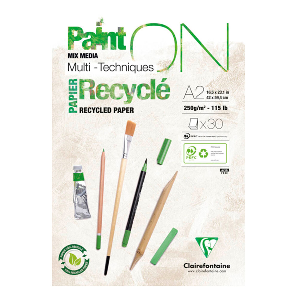 Clairefontaine Paint'On Mixed Media Heavy-Weight Art Pad Recycled A2