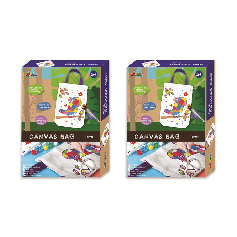 2PK Avenir Canvas Bag Parrot Art/Craft Paint Brush Colouring 5y+