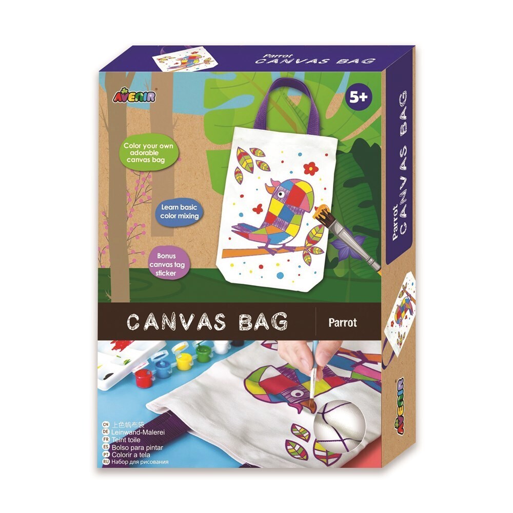 2PK Avenir Canvas Bag Parrot Art/Craft Paint Brush Colouring 5y+