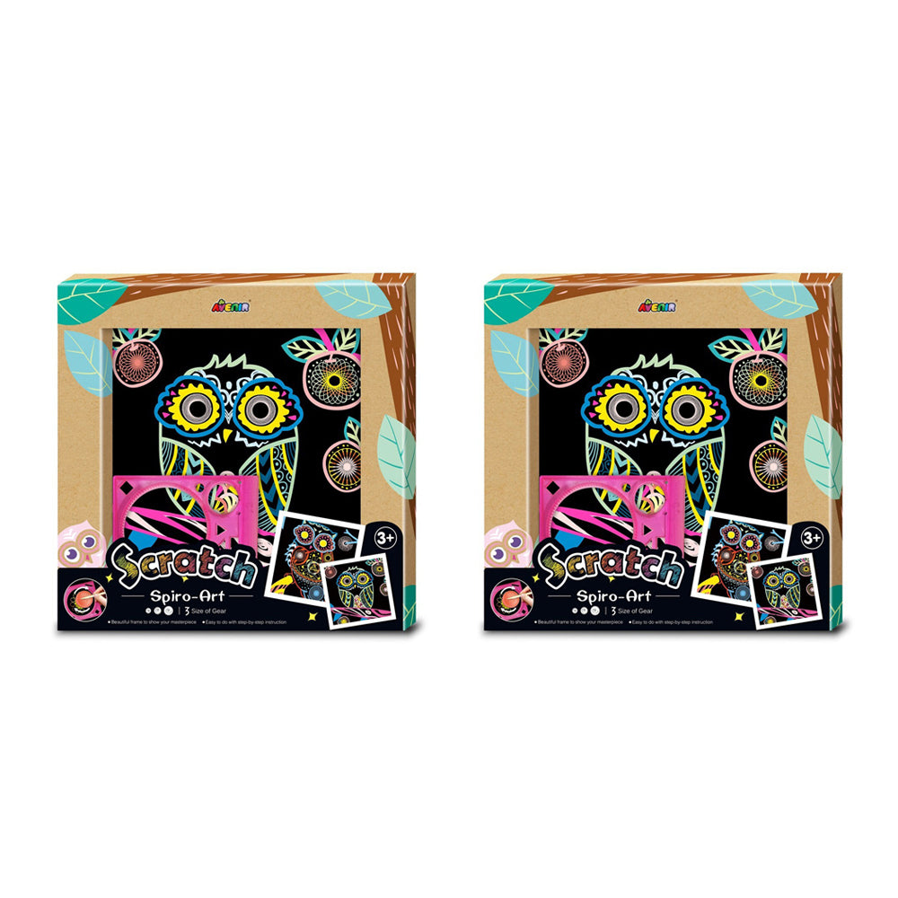 2PK Avenir Scratch Spiro Art Owl Craft Kids Fun Toy 3y+