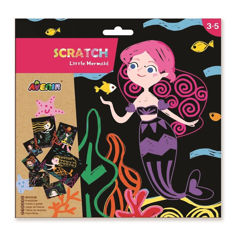 3PK Avenir Scratch Little Mermaid Paper Sheet Art 3y+