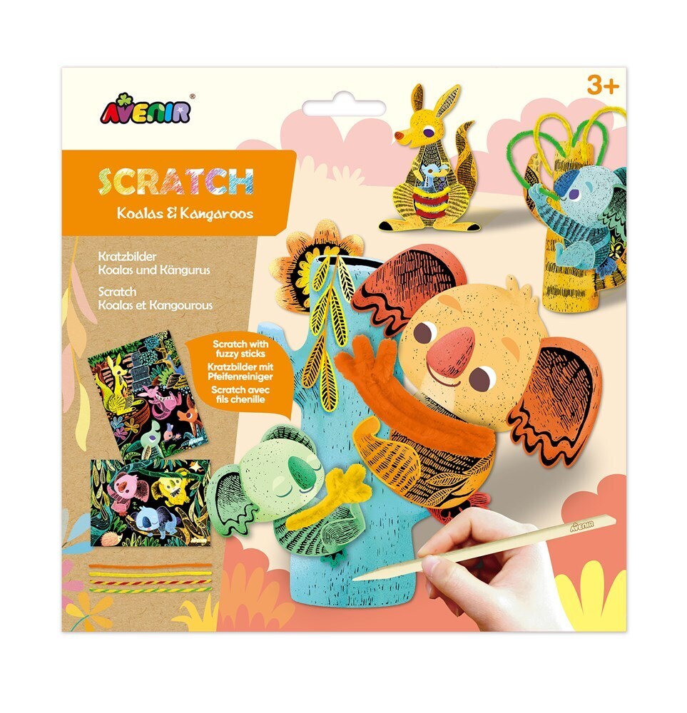 3PK Avenir Scratch Koalas & Kangaroos Art/Craft Toy 3y+