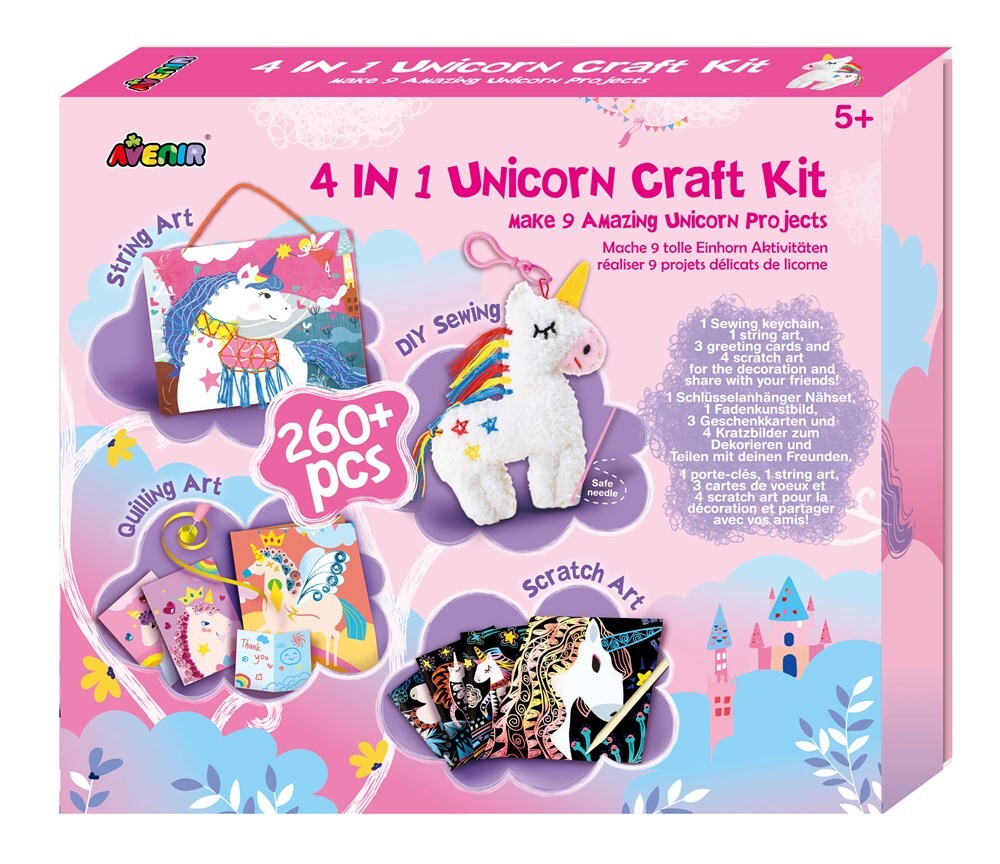 Avenir 4-in-1 Unicorn Craft Kit Scratch Art Picture