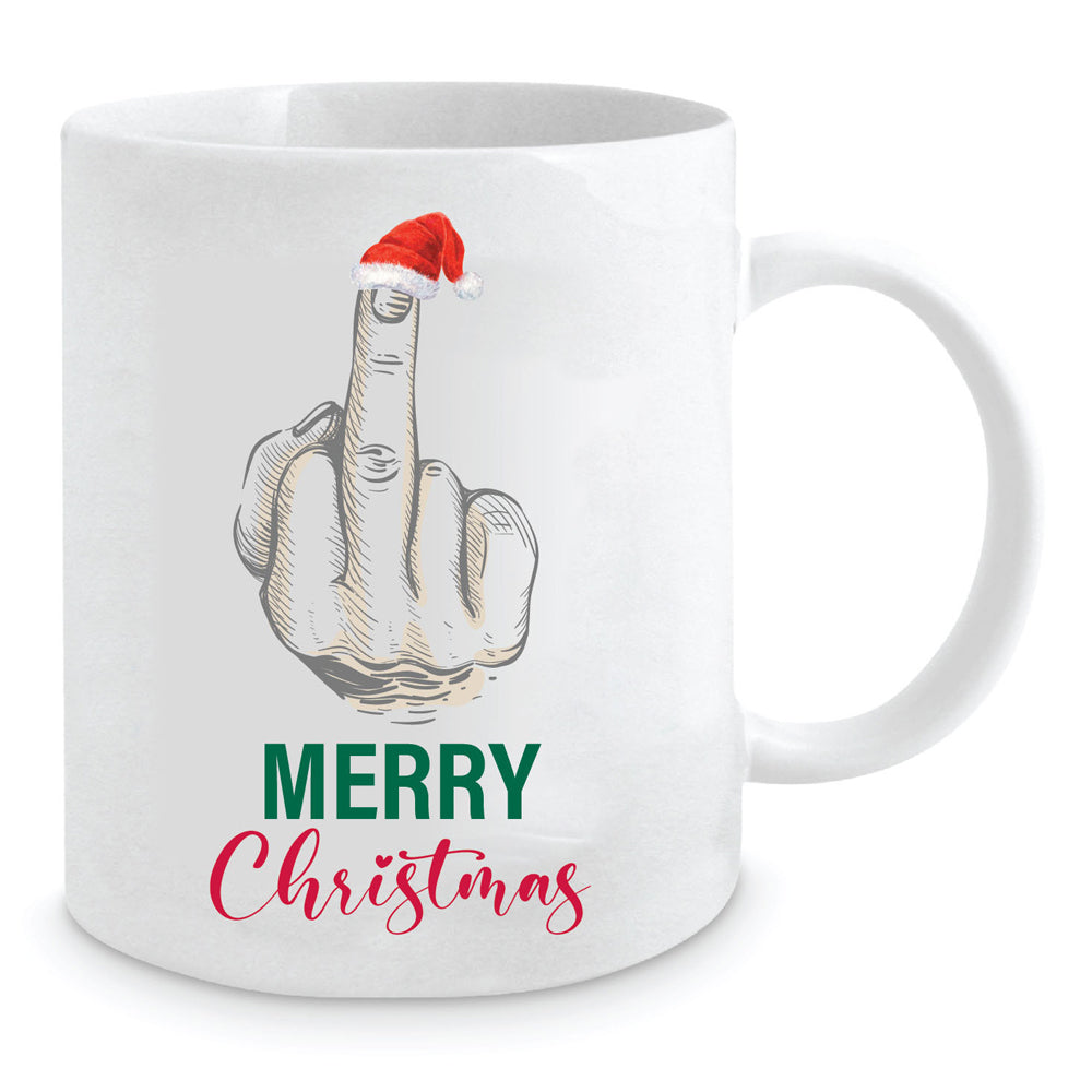 Merry Christmas Finger 350ml Ceramic Coffee/Tea Mug Cup