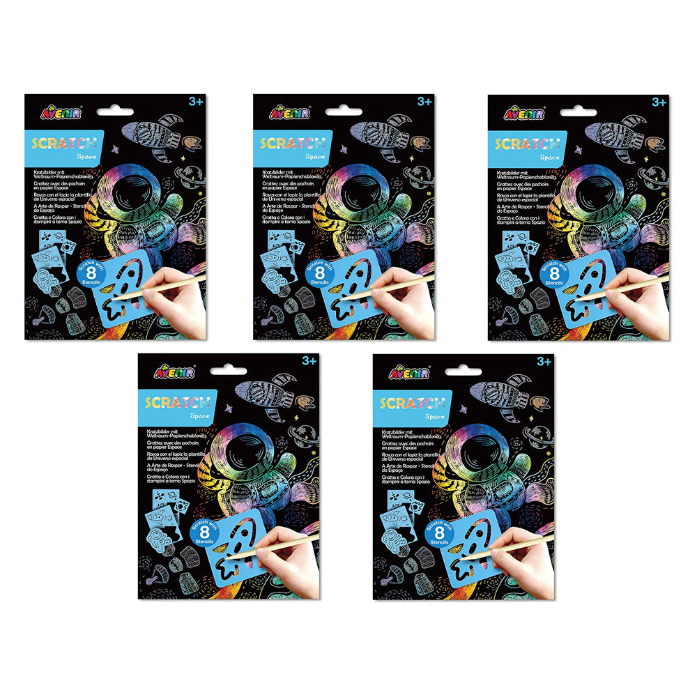 5PK Avenir Scratch & Stencil Space Kids/Children Art Activity Toy 3y+