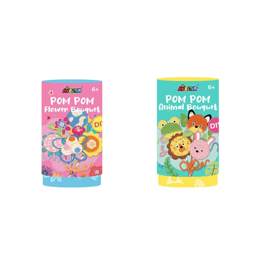 2pc Avenir Pom Pom Animals and Flowers Bouquet Art & Craft Toy Kids Set 6y+