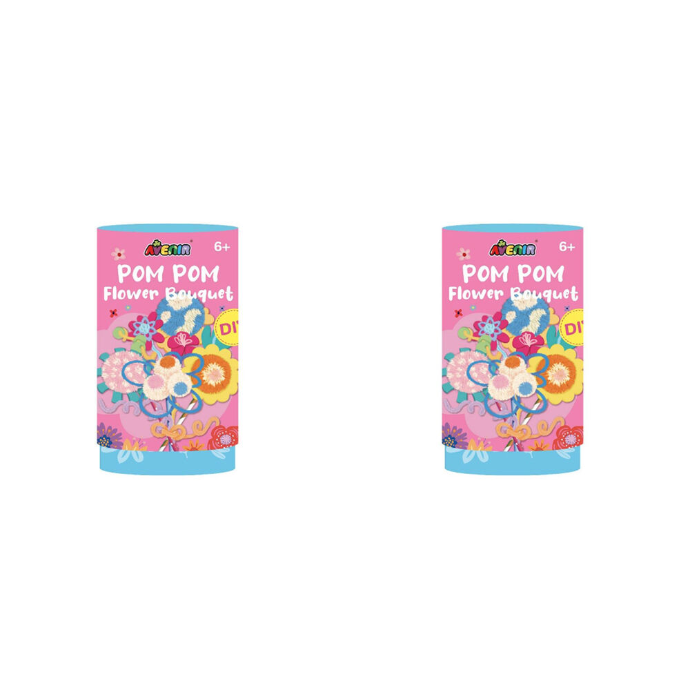 2PK Avenir Pom Pom Flowers Bouquet Art & Craft Toy 9x15.5cm Kids 6y+